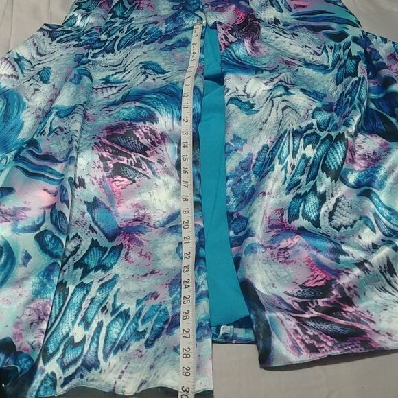 NWT LaFee E4053 One Shoulder Silver Sequin, Purple/Turquoise Prom Dress 10 - Picture 6 of 14